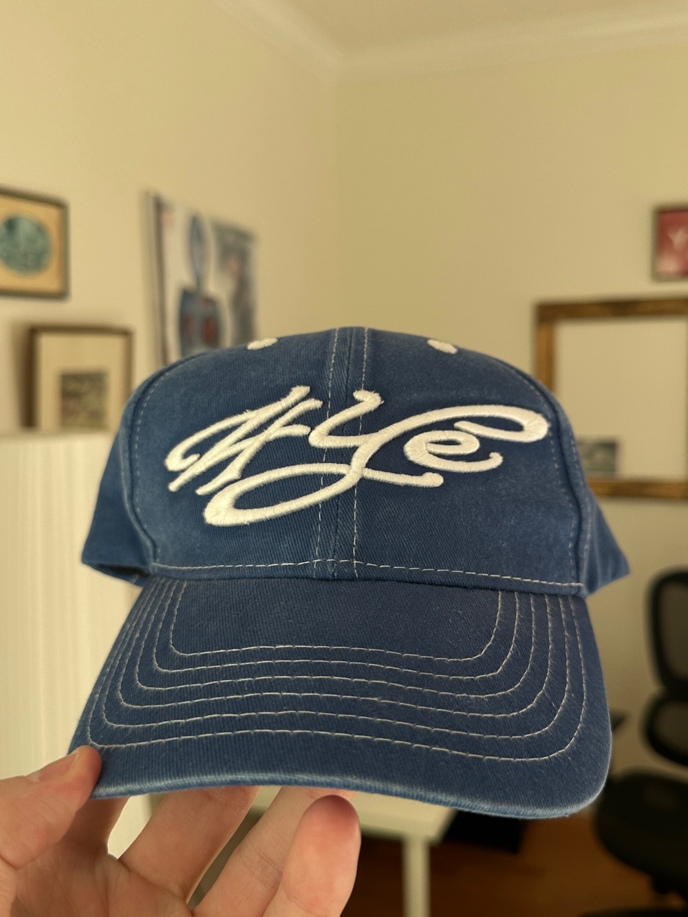 Blue Script Embroidery 4YE Baseball Cap